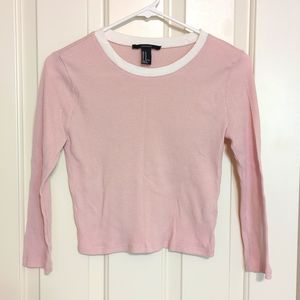 Baby pink long sleeve crop top